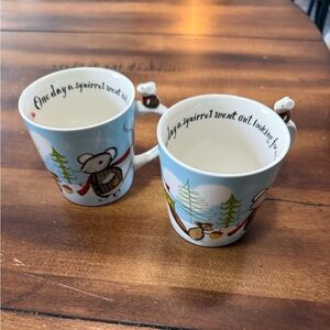 STARBUCKS Squirrel Huxley Mouse Acorns Friends Coffee Mug Holiday 2010 Set Of 2